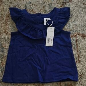 Janie and Jack Blue Ruffled Cap Sleeve Blouse